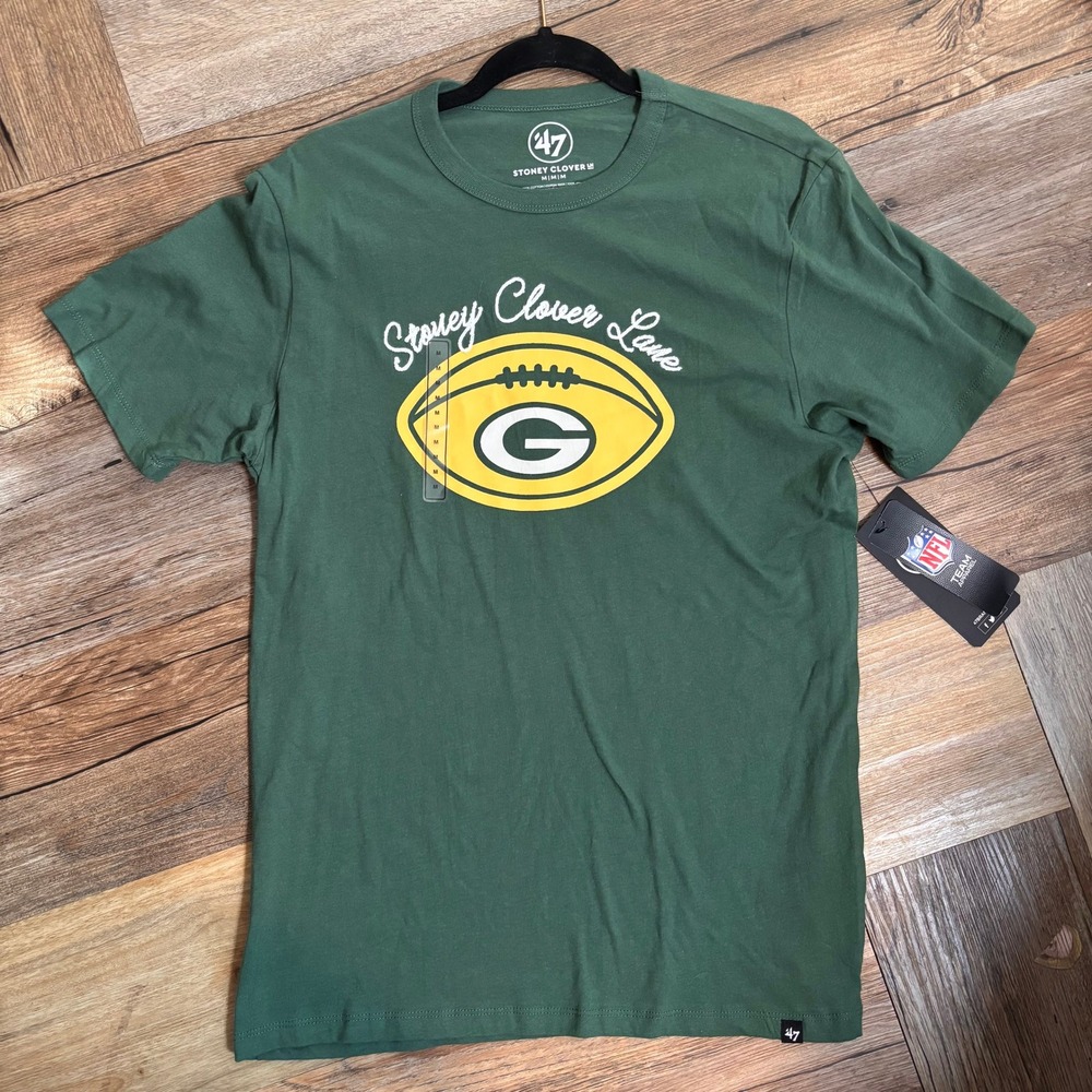 NWT Stoney Clover Lane 47‎ Brand Green Bay Packers T-Shirt Elm Green Mens Medium